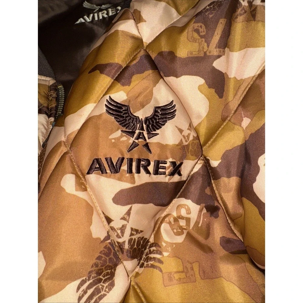 AVIREX Mens Reversible Camo Brown Camouflage‎ Army Outdoor Jacket Eagle XXXL 3XL